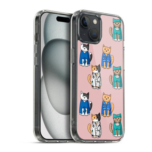 Beth Wilson Doodle Cats 2 Professionals Soft Gel Case for Apple iPhone 15 Plus & MagSafe