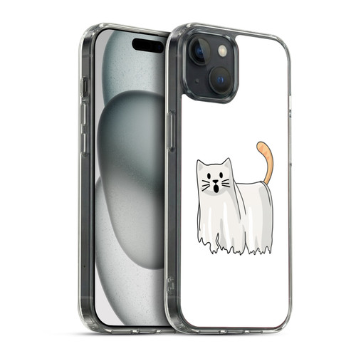 Beth Wilson Doodle Cats 2 Halloween Ghost Soft Gel Case for Apple iPhone 15 Plus & MagSafe