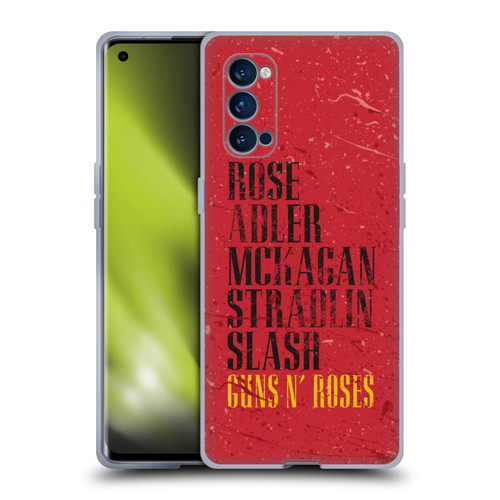 Guns N' Roses Vintage Names Soft Gel Case for OPPO Reno 4 Pro 5G