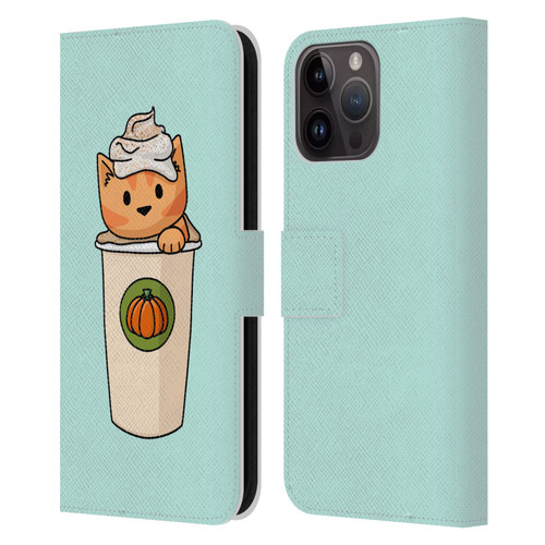 Beth Wilson Doodlecats Pumpkin Spice Latte Leather Book Wallet Case Cover For Apple iPhone 15 Pro Max
