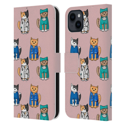 Beth Wilson Doodle Cats 2 Professionals Leather Book Wallet Case Cover For Apple iPhone 15 Plus