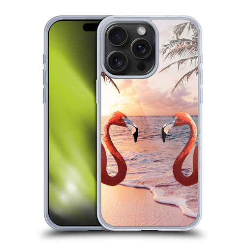 Random Galaxy Mixed Designs Flamingos & Palm Trees Soft Gel Case for Apple iPhone 15 Pro Max
