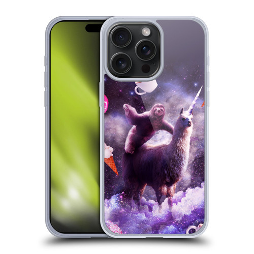 Random Galaxy Mixed Designs Sloth Riding Unicorn Soft Gel Case for Apple iPhone 15 Pro Max