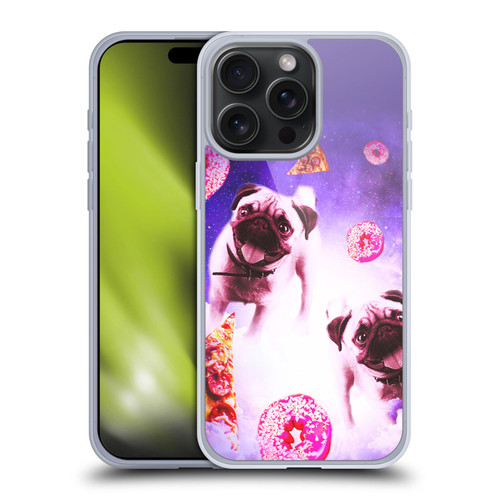 Random Galaxy Mixed Designs Pugs Pizza & Donut Soft Gel Case for Apple iPhone 15 Pro Max