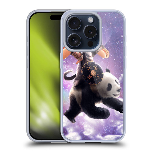 Random Galaxy Mixed Designs Warrior Cat Riding Panda Soft Gel Case for Apple iPhone 15 Pro
