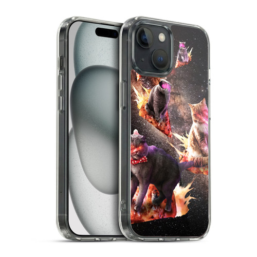 Random Galaxy Space Cat Fire Pizza Soft Gel Case for Apple iPhone 15 & MagSafe