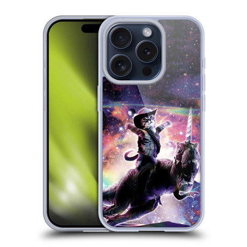 Random Galaxy Space Cat Dinosaur Unicorn Soft Gel Case for Apple iPhone 15 Pro