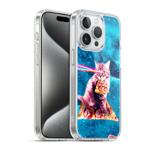 Random Galaxy Space Cat Lazer Eye & Pizza Soft Gel Case for Apple iPhone 15 Pro & MagSafe