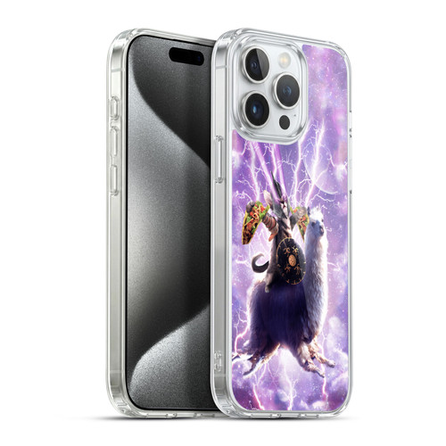 Random Galaxy Space Llama Lazer Cat & Tacos Soft Gel Case for Apple iPhone 15 Pro Max & MagSafe