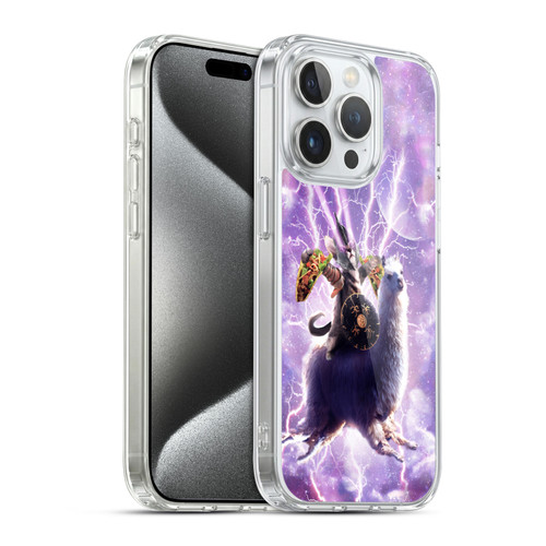 Random Galaxy Space Llama Lazer Cat & Tacos Soft Gel Case for Apple iPhone 15 Pro & MagSafe
