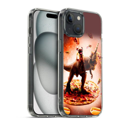 Random Galaxy Space Pizza Ride Pug & Dinosaur Unicorn Soft Gel Case for Apple iPhone 15 & MagSafe