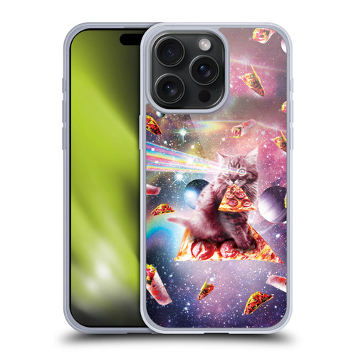 Random Galaxy Space Pizza Ride Outer Space Lazer Cat Soft Gel Case for Apple iPhone 15 Pro Max