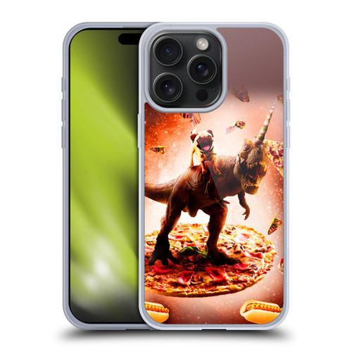 Random Galaxy Space Pizza Ride Pug & Dinosaur Unicorn Soft Gel Case for Apple iPhone 15 Pro Max