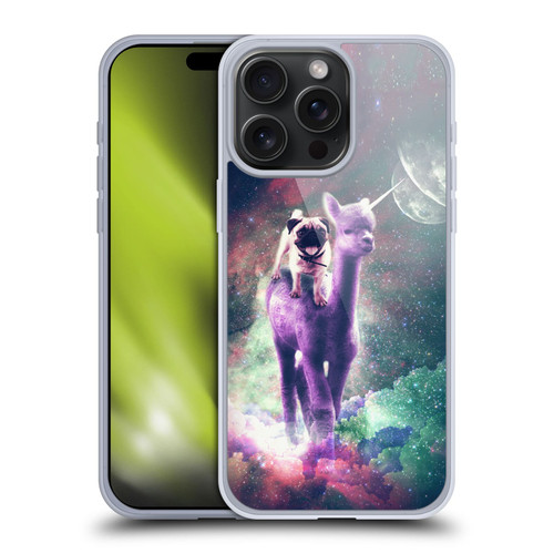 Random Galaxy Space Unicorn Ride Pug Riding Llama Soft Gel Case for Apple iPhone 15 Pro Max