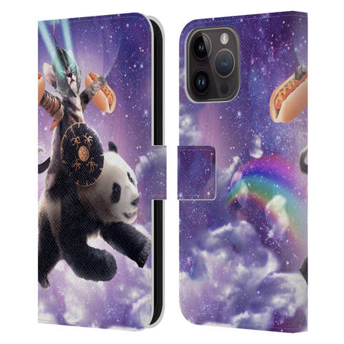 Random Galaxy Mixed Designs Warrior Cat Riding Panda Leather Book Wallet Case Cover For Apple iPhone 15 Pro Max