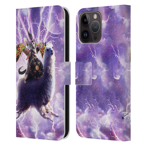Random Galaxy Space Llama Lazer Cat & Tacos Leather Book Wallet Case Cover For Apple iPhone 15 Pro Max