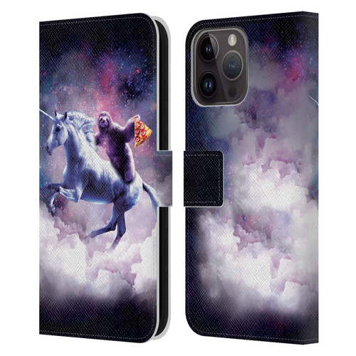 Random Galaxy Space Unicorn Ride Pizza Sloth Leather Book Wallet Case Cover For Apple iPhone 15 Pro Max