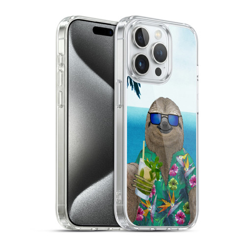 Barruf Animals Sloth In Summer Soft Gel Case for Apple iPhone 15 Pro & MagSafe