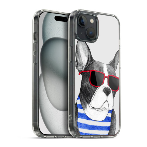 Barruf Dogs Frenchie Summer Style Soft Gel Case for Apple iPhone 15 Plus & MagSafe