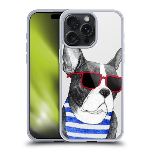 Barruf Dogs Frenchie Summer Style Soft Gel Case for Apple iPhone 15 Pro Max