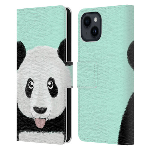 Barruf Animals The Cute Panda Leather Book Wallet Case Cover For Apple iPhone 15