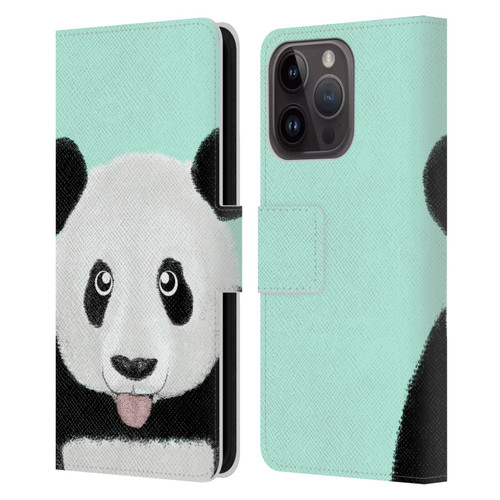 Barruf Animals The Cute Panda Leather Book Wallet Case Cover For Apple iPhone 15 Pro