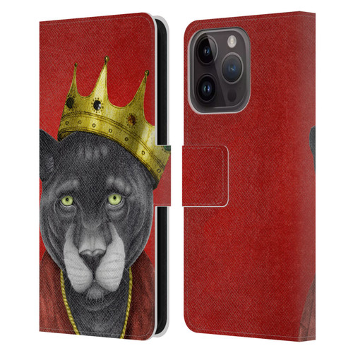 Barruf Animals The King Panther Leather Book Wallet Case Cover For Apple iPhone 15 Pro