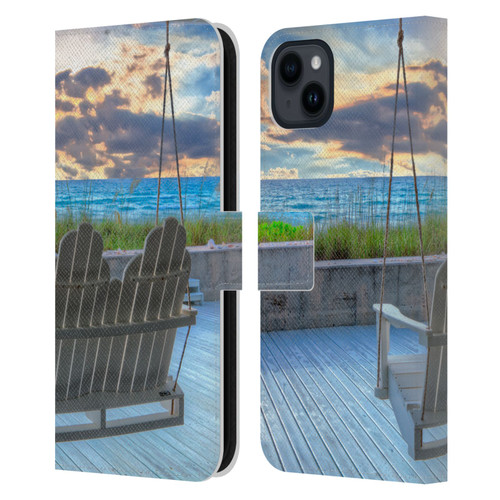 Celebrate Life Gallery Beaches 2 Swing Leather Book Wallet Case Cover For Apple iPhone 15 Plus