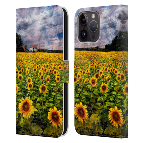 Celebrate Life Gallery Florals Dreaming Of Sunflowers Leather Book Wallet Case Cover For Apple iPhone 15 Pro Max