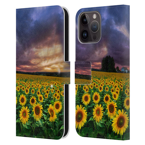 Celebrate Life Gallery Florals Stormy Sunrise Leather Book Wallet Case Cover For Apple iPhone 15 Pro Max