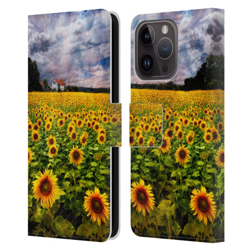 Celebrate Life Gallery Florals Dreaming Of Sunflowers Leather Book Wallet Case Cover For Apple iPhone 15 Pro