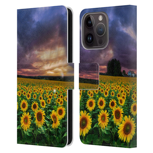 Celebrate Life Gallery Florals Stormy Sunrise Leather Book Wallet Case Cover For Apple iPhone 15 Pro