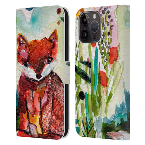 Wyanne Animals Baby Fox In The Garden Leather Book Wallet Case Cover For Apple iPhone 15 Pro Max