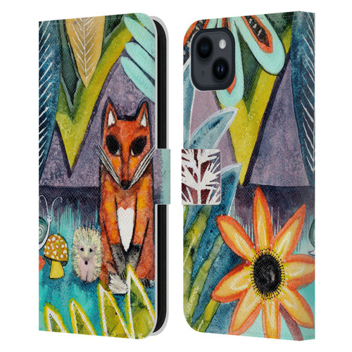 Wyanne Animals 2 Fox Leather Book Wallet Case Cover For Apple iPhone 15 Plus