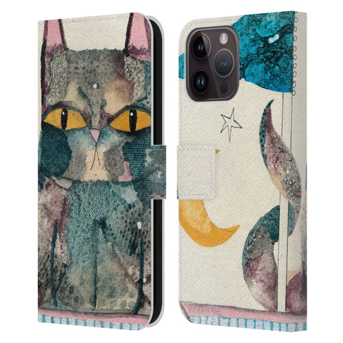 Wyanne Cat By The Light Of The Moon Leather Book Wallet Case Cover For Apple iPhone 15 Pro Max