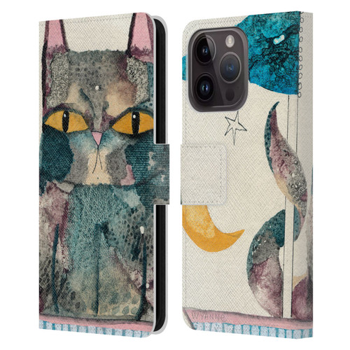 Wyanne Cat By The Light Of The Moon Leather Book Wallet Case Cover For Apple iPhone 15 Pro