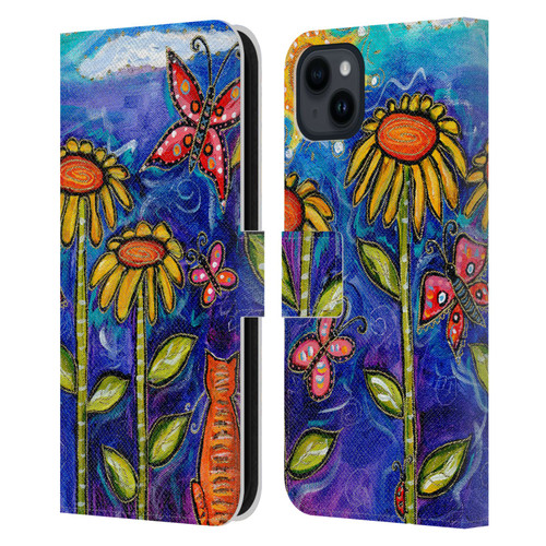 Wyanne Nature 2 Sundown Sunflowers Leather Book Wallet Case Cover For Apple iPhone 15 Plus