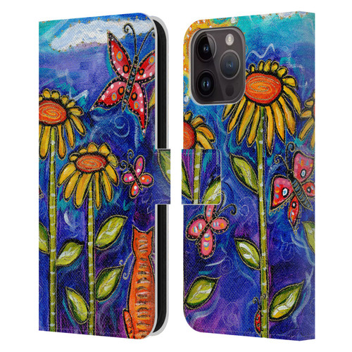 Wyanne Nature 2 Sundown Sunflowers Leather Book Wallet Case Cover For Apple iPhone 15 Pro Max