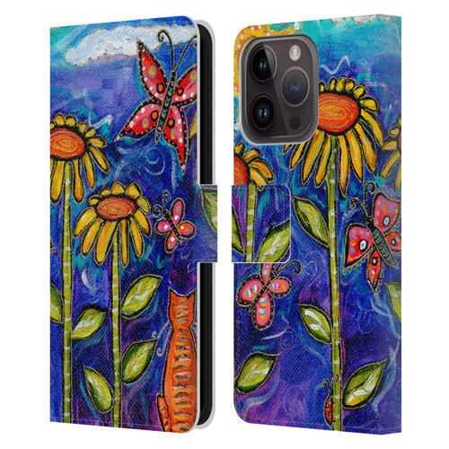 Wyanne Nature 2 Sundown Sunflowers Leather Book Wallet Case Cover For Apple iPhone 15 Pro