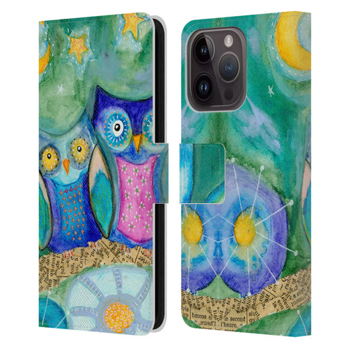 Wyanne Owl Wishing The Night Away Leather Book Wallet Case Cover For Apple iPhone 15 Pro