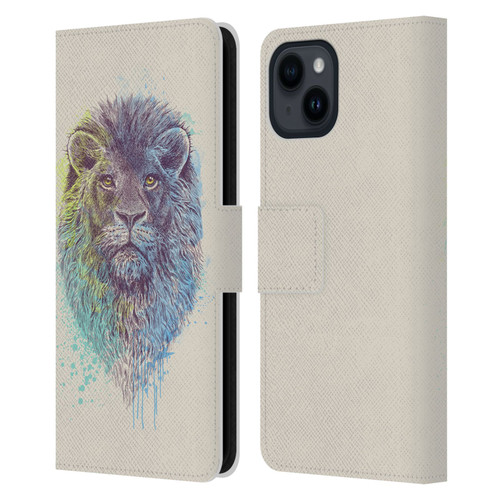 Rachel Caldwell Animals 3 Lion Leather Book Wallet Case Cover For Apple iPhone 15