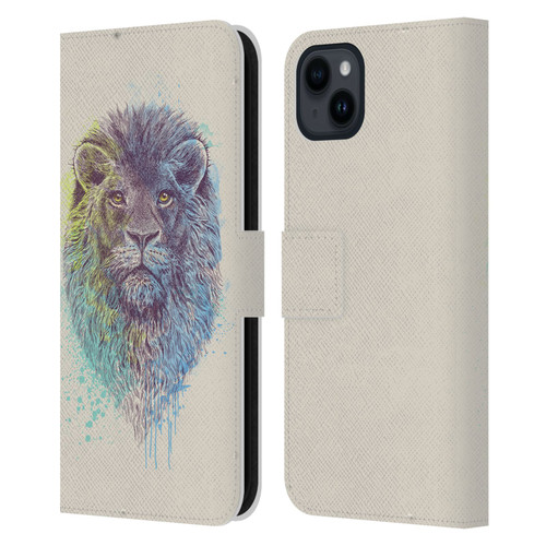 Rachel Caldwell Animals 3 Lion Leather Book Wallet Case Cover For Apple iPhone 15 Plus
