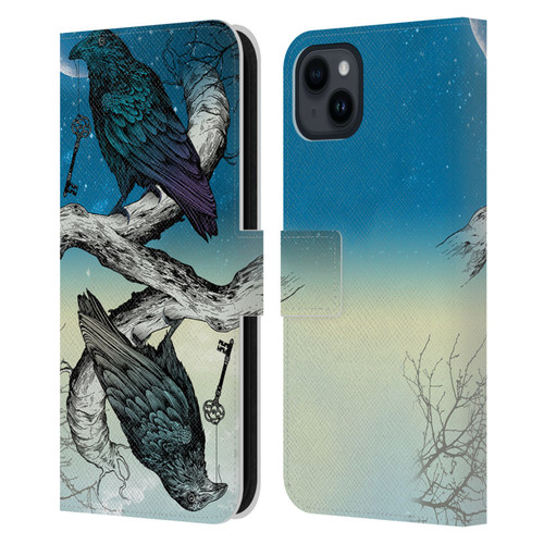 Rachel Caldwell Animals 3 Raven Leather Book Wallet Case Cover For Apple iPhone 15 Plus