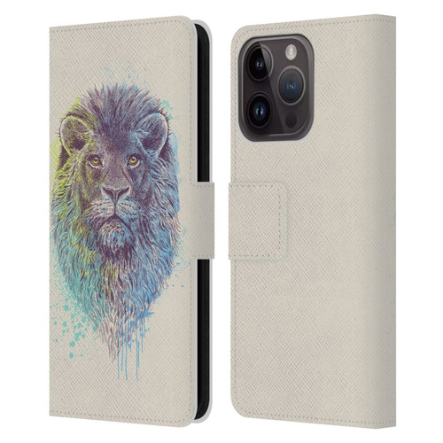 Rachel Caldwell Animals 3 Lion Leather Book Wallet Case Cover For Apple iPhone 15 Pro