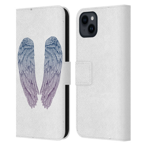 Rachel Caldwell Illustrations Angel Wings Leather Book Wallet Case Cover For Apple iPhone 15 Plus