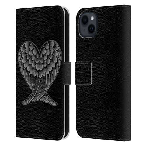 Rachel Caldwell Illustrations Heart Wings Leather Book Wallet Case Cover For Apple iPhone 15 Plus