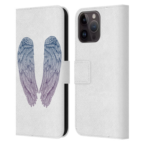 Rachel Caldwell Illustrations Angel Wings Leather Book Wallet Case Cover For Apple iPhone 15 Pro Max