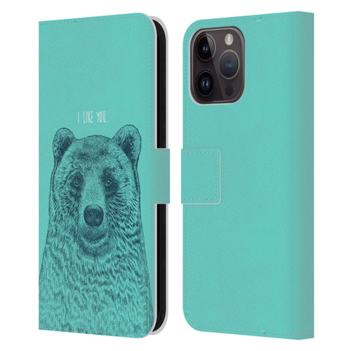 Rachel Caldwell Illustrations Bear Root Leather Book Wallet Case Cover For Apple iPhone 15 Pro Max