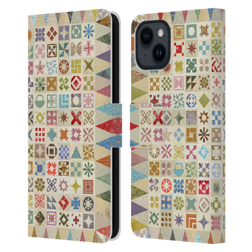 Rachel Caldwell Patterns Jane Leather Book Wallet Case Cover For Apple iPhone 15