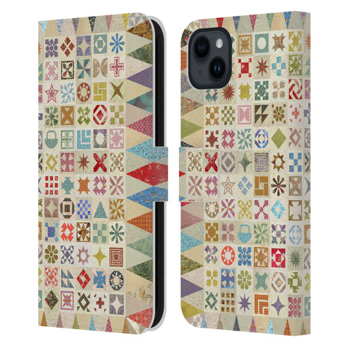 Rachel Caldwell Patterns Jane Leather Book Wallet Case Cover For Apple iPhone 15 Plus